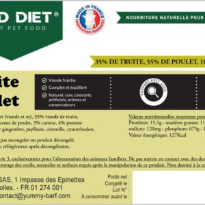 Saucisson/Boudin Wild Diet Truite et Poulet Chien et Chat